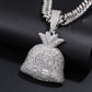 Iced Out Big Money Bag Pendant Necklace