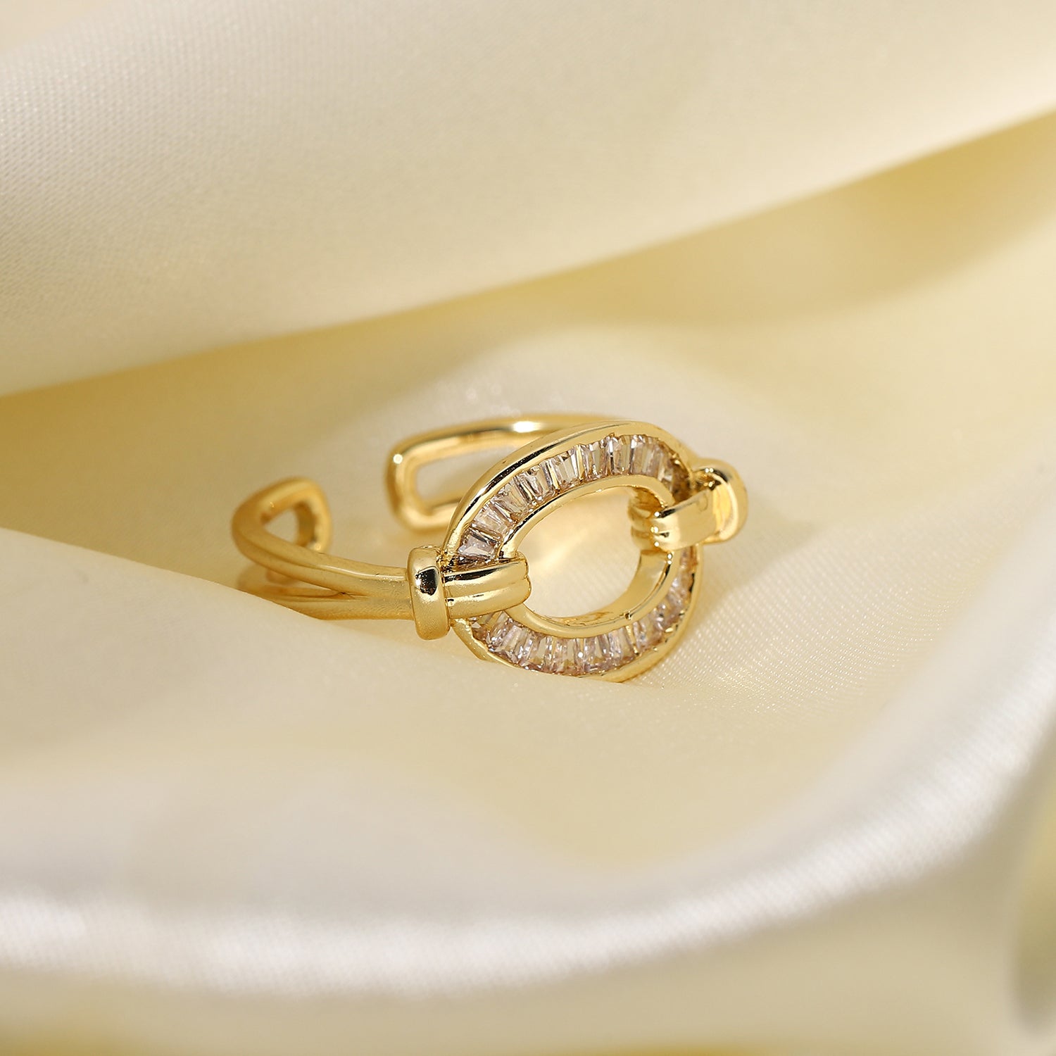 18k Gold Plated Buckle Open Ring - gldplace