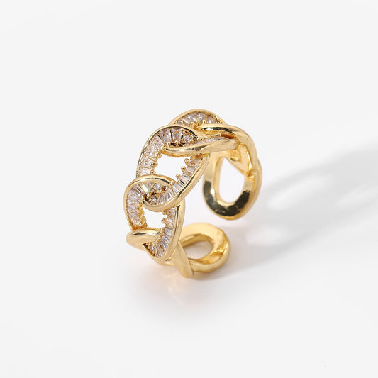 18k Gold Plated Cuban Open Ring - gldplace