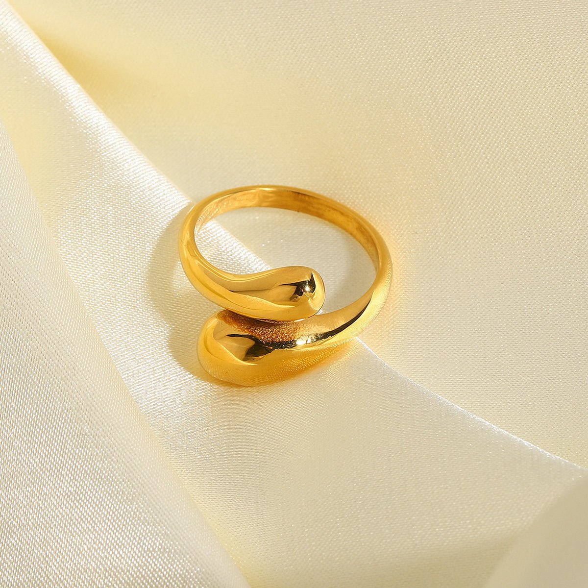 18k Gold Plated Drops Open Rings - gldplace