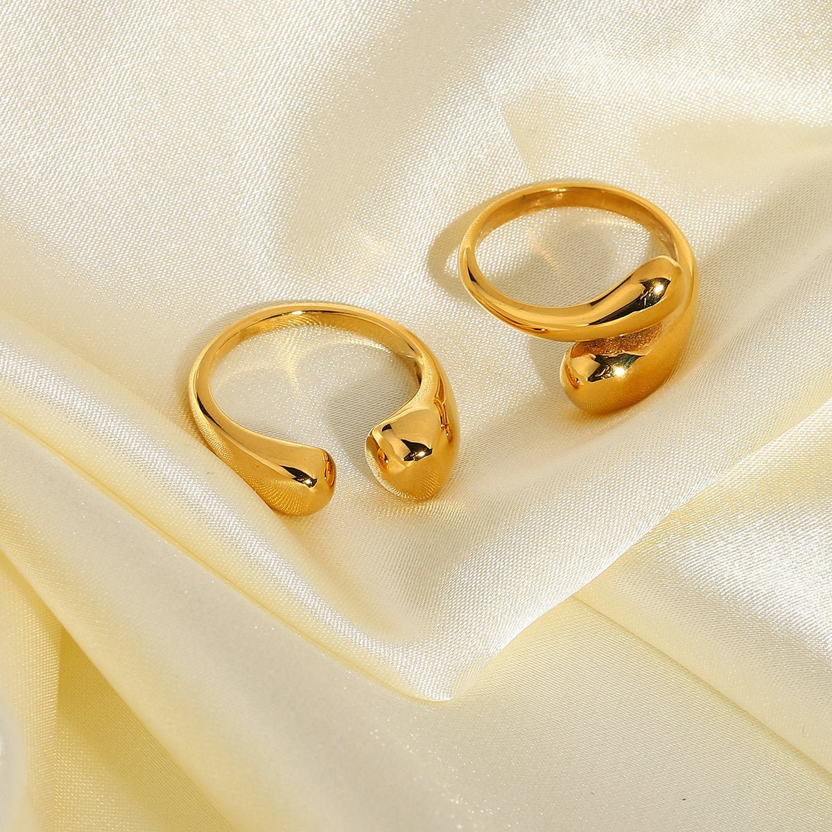 18k Gold Plated Drops Open Rings - gldplace