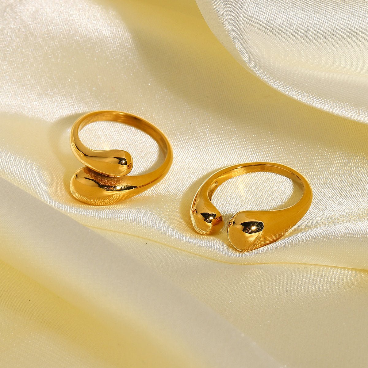 18k Gold Plated Drops Open Rings - gldplace