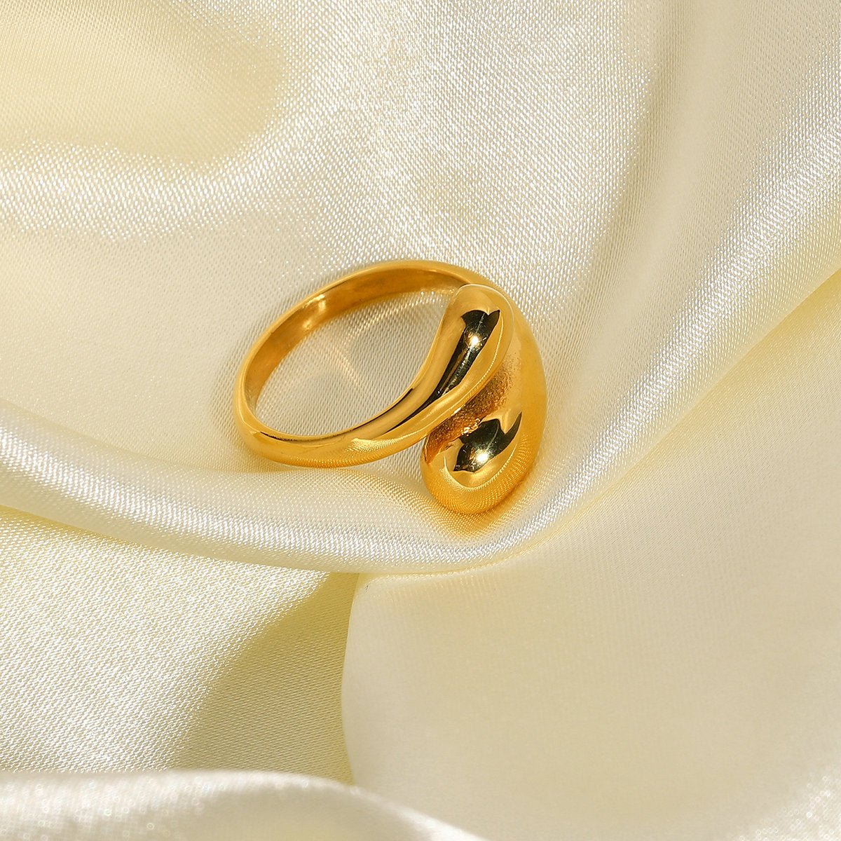 18k Gold Plated Drops Open Rings - gldplace