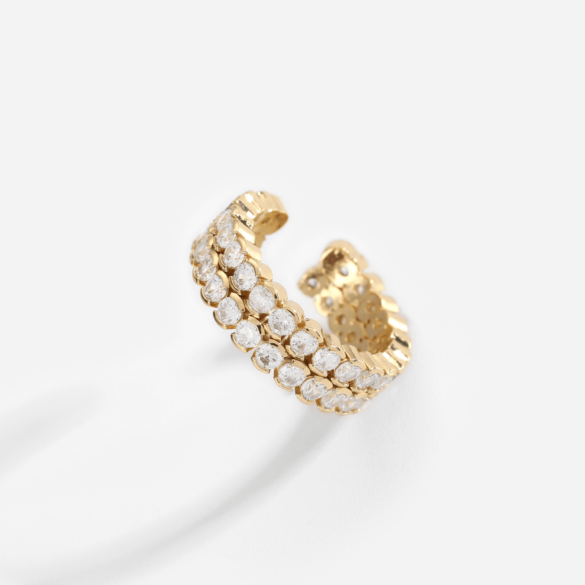 18K Gold Plated Full Zircon Open Ring - gldplace