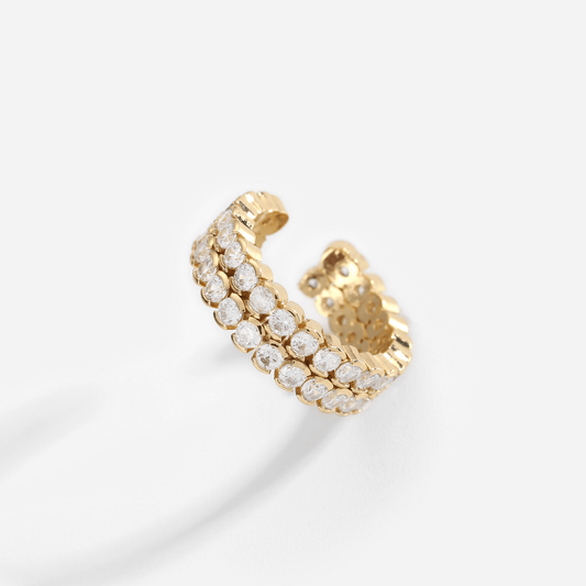 18K Gold Plated Full Zircon Open Ring - gldplace