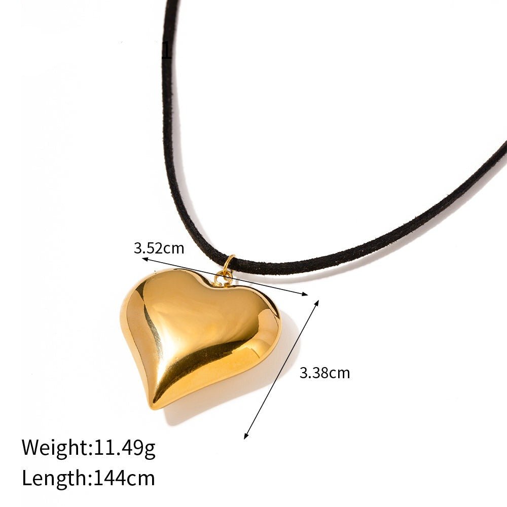 18k Gold Plated Heart Pendant Chunky Choker - gldplace