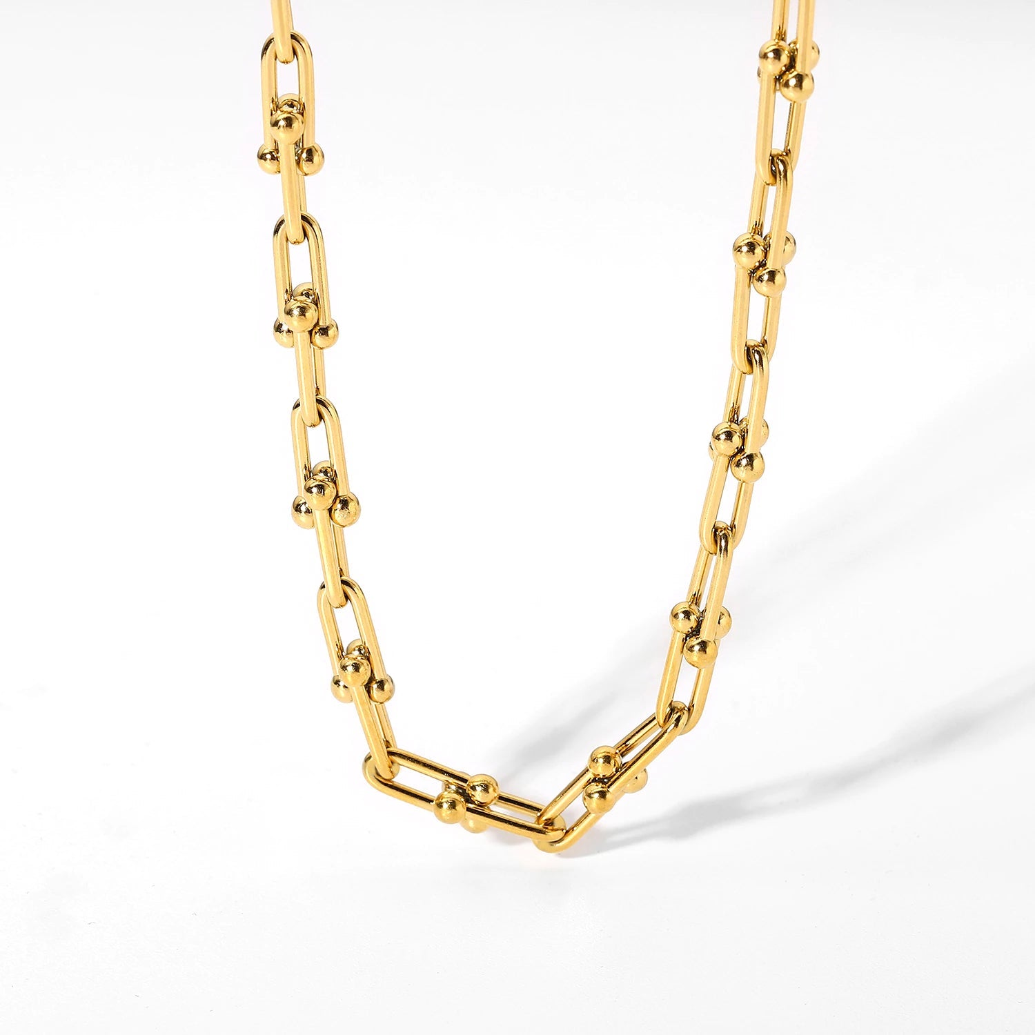 18k Gold Plated U Link Necklace - gldplace