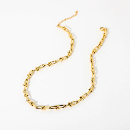 18k Gold Plated U Link Necklace - gldplace