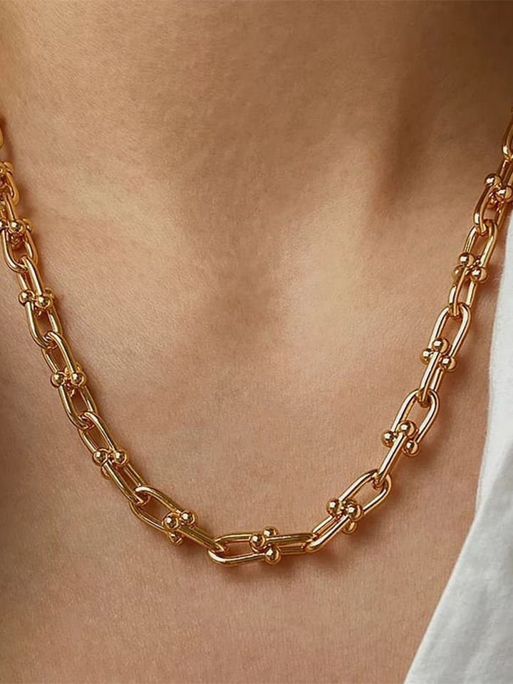 18k Gold Plated U Link Necklace - gldplace