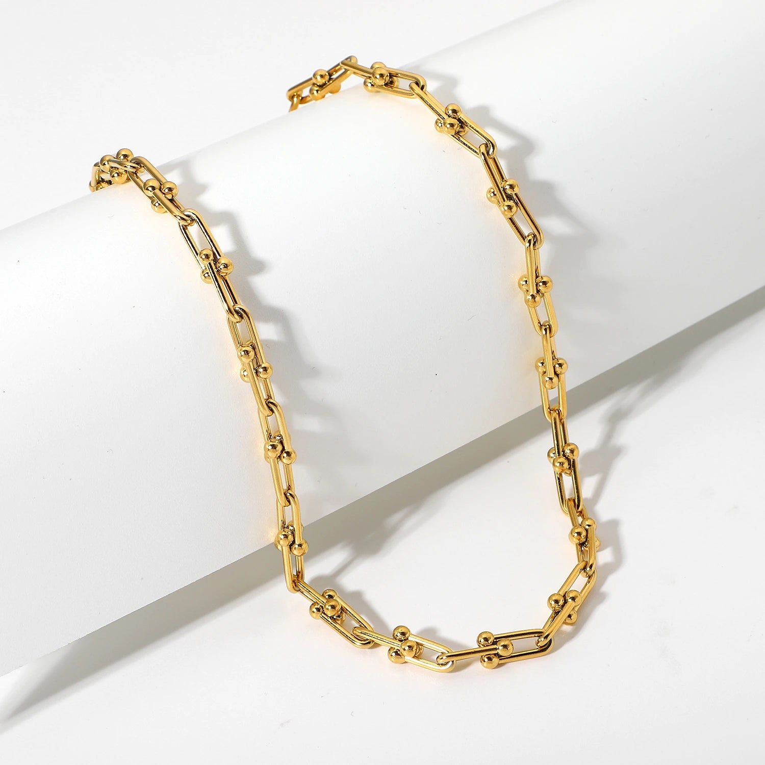 18k Gold Plated U Link Necklace - gldplace