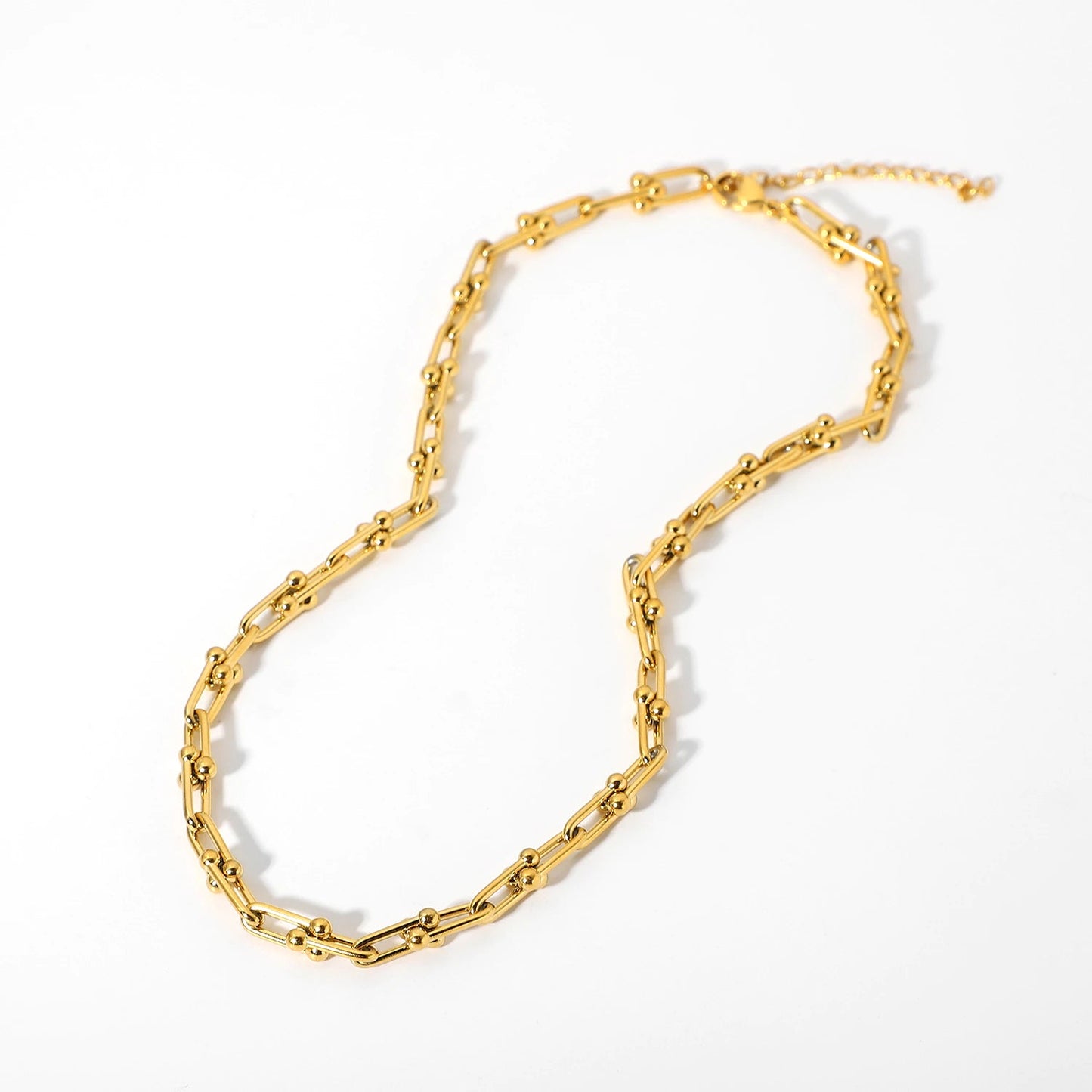 18k Gold Plated U Link Necklace - gldplace