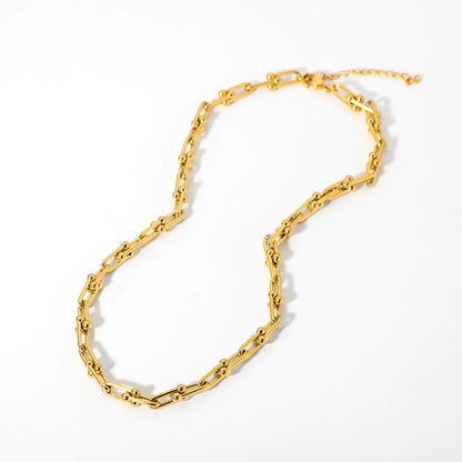 18k Gold Plated U Link Necklace - gldplace