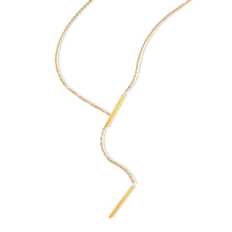 18k Gold Plated Y Shaped Choker Necklace - gldplace