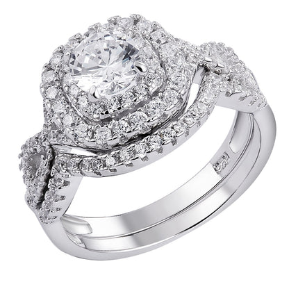 3 pcs 925 Sterling Silver Ring with White 5A CZ - gldplace