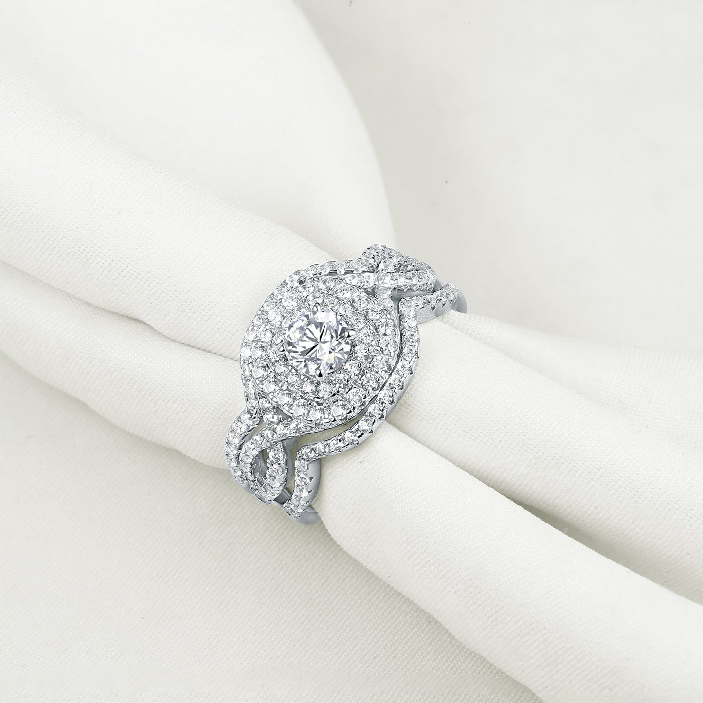 3 pcs 925 Sterling Silver Ring with White 5A CZ - gldplace