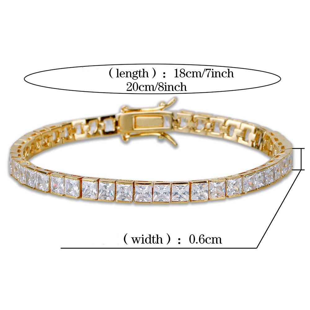 6mm Tennis Bracelet with Square Baguette 14K - gldplace