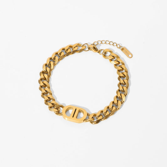 8 mm Coffee Bean Cuban Chain Bracelet - gldplace