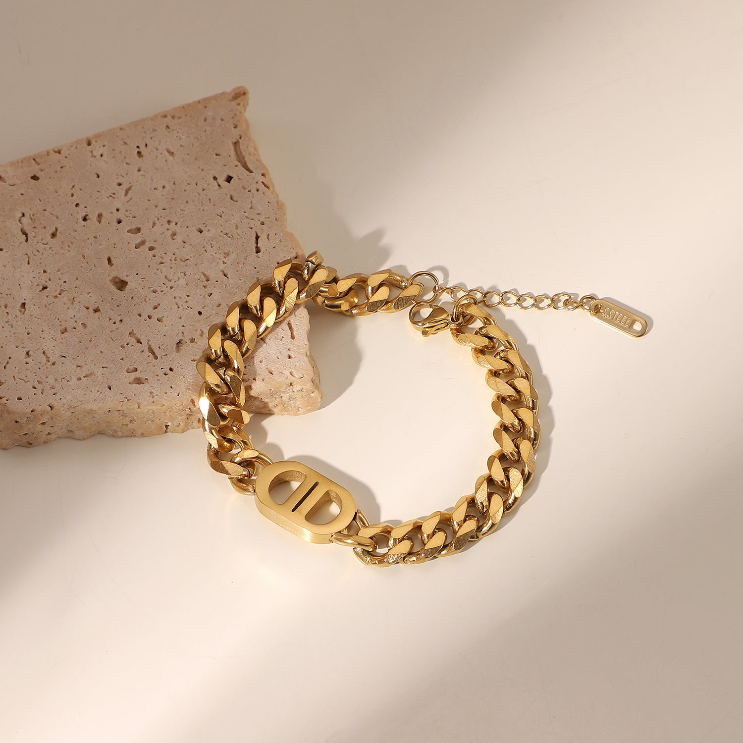 8 mm Coffee Bean Cuban Chain Bracelet - gldplace