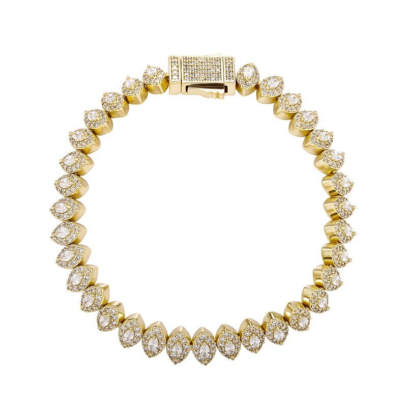 8mm Marquise Cut Cluster Tennis Bracelet 14K - gldplace