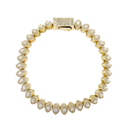 8mm Marquise Cut Cluster Tennis Bracelet 14K - gldplace