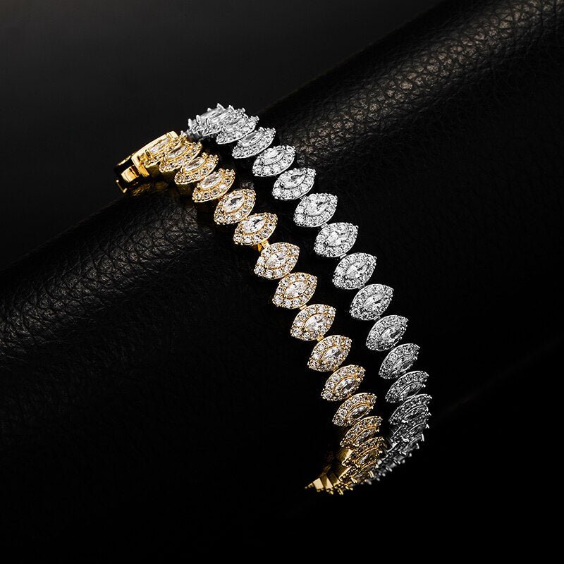 8mm Marquise Cut Cluster Tennis Bracelet 14K - gldplace