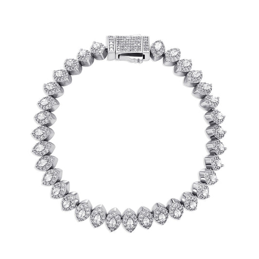 8mm Marquise Cut Cluster Tennis Bracelet 14K - gldplace