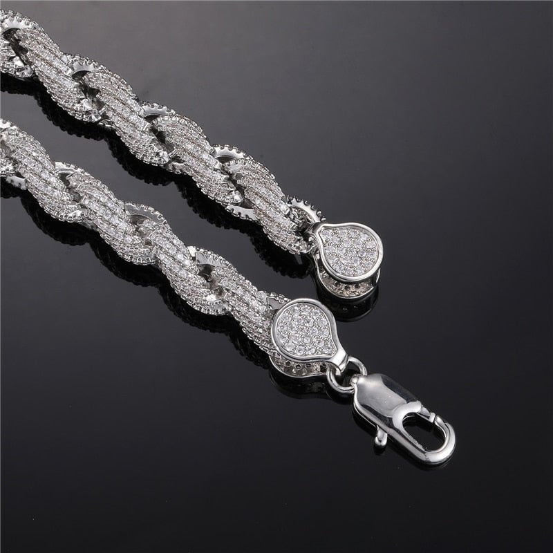 8mm Rope Chain Iced Out Bracelet - gldplace