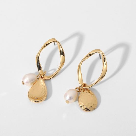 Alloy pearl pendant earring - gldplace