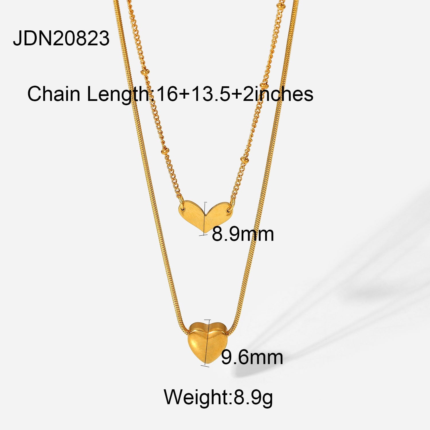 Bead Chain Double Layer Heart Necklace - gldplace