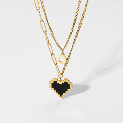 Black Heart Pendant Necklace - gldplace