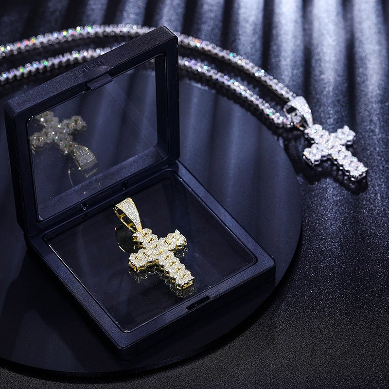 Cross Pendant Necklace with D VVS Moissanite - gldplace