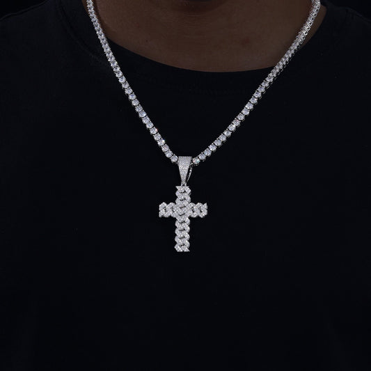 Cross Pendant Necklace with D VVS Moissanite - gldplace