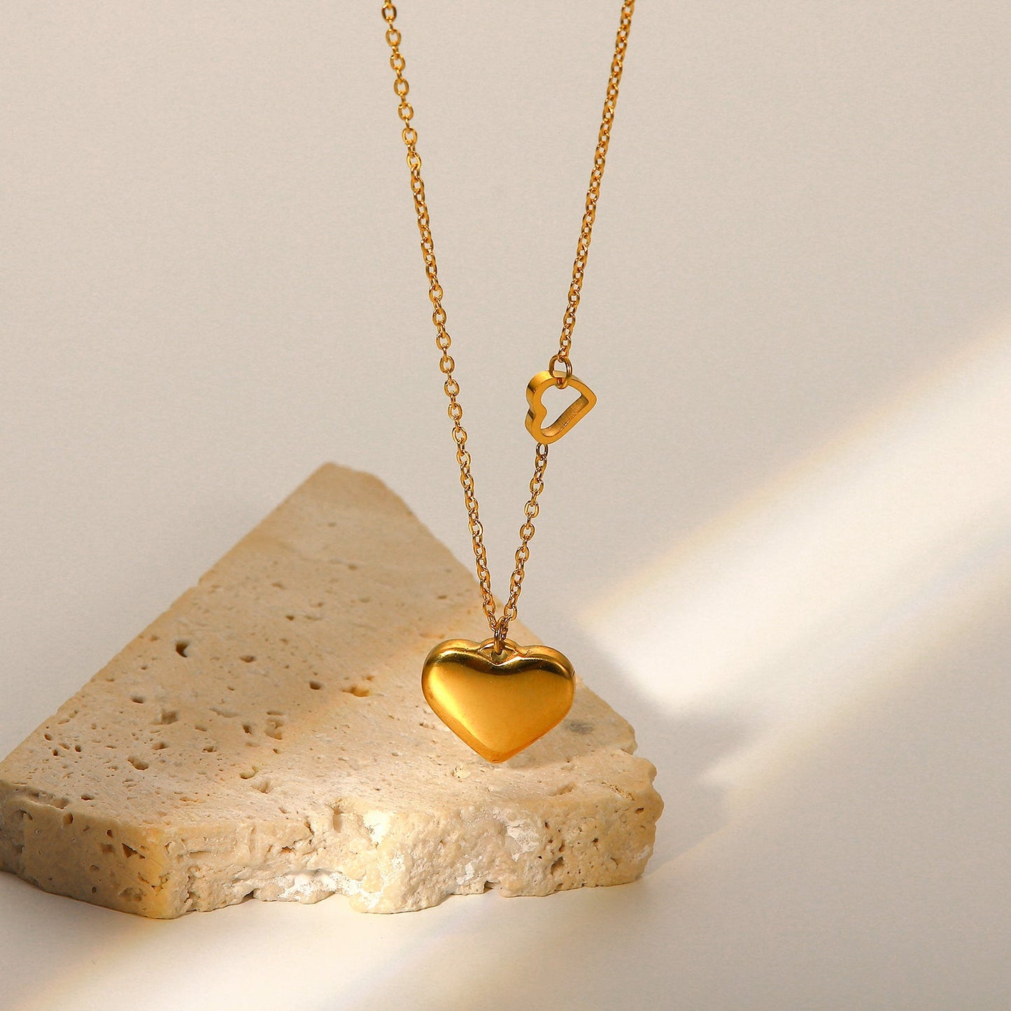 Double Heart Pendant Necklace - gldplace