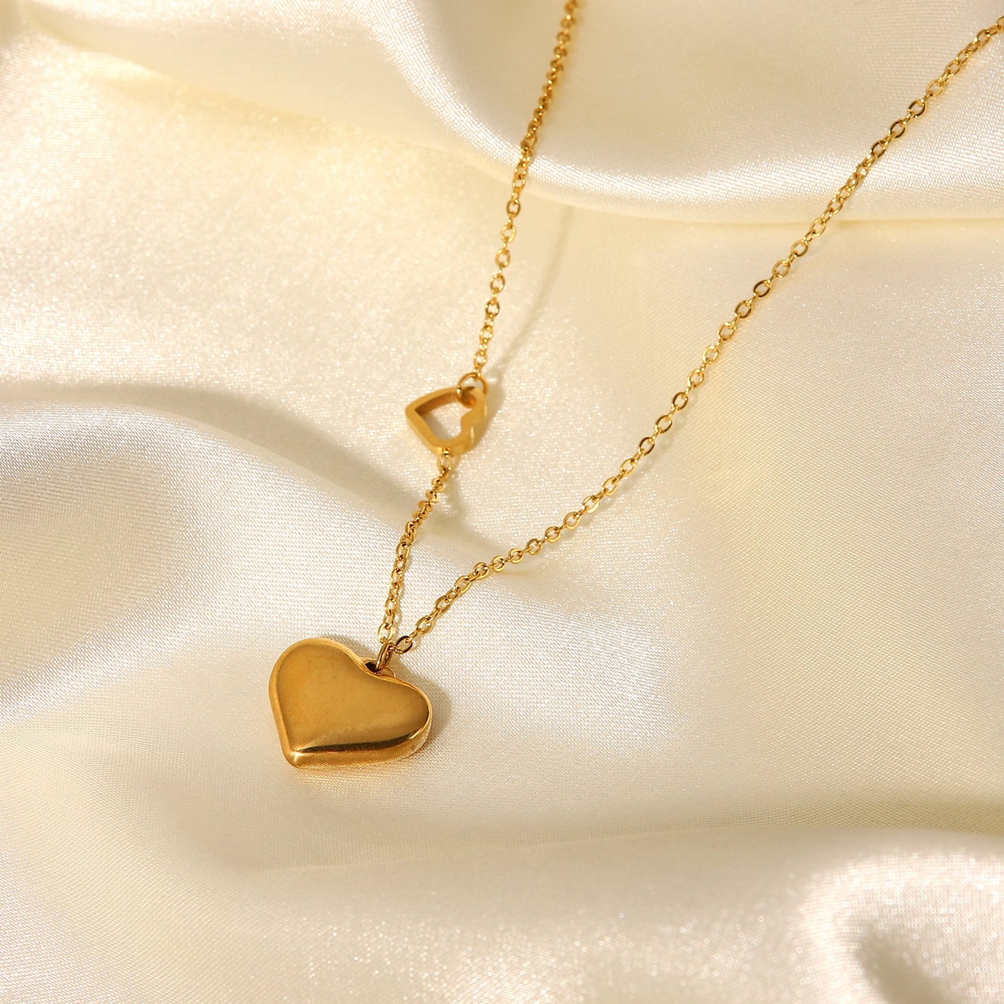 Double Heart Pendant Necklace - gldplace