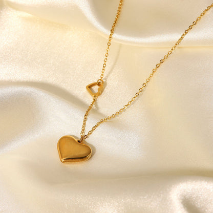 Double Heart Pendant Necklace - gldplace