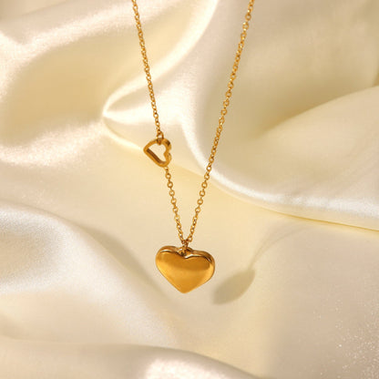 Double Heart Pendant Necklace - gldplace