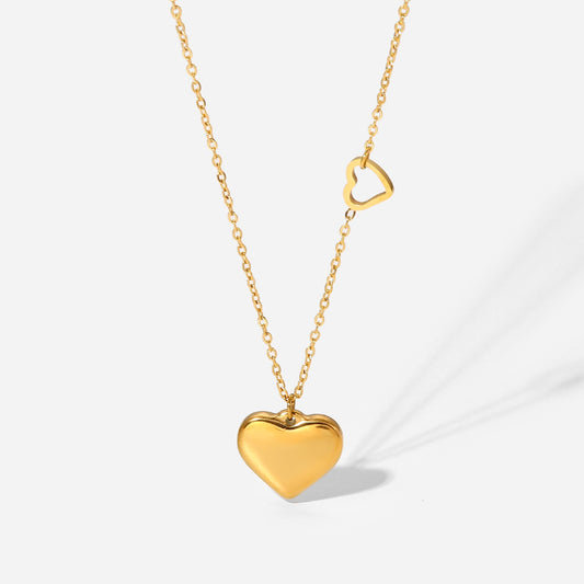 Double Heart Pendant Necklace - gldplace