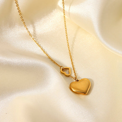 Double Heart Pendant Necklace - gldplace