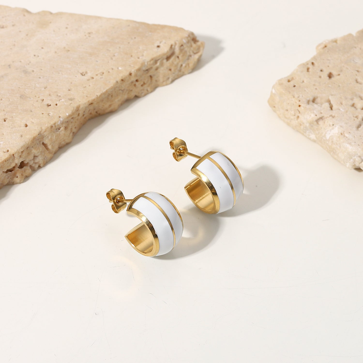 Double-layer White Emalie Earrings - gldplace