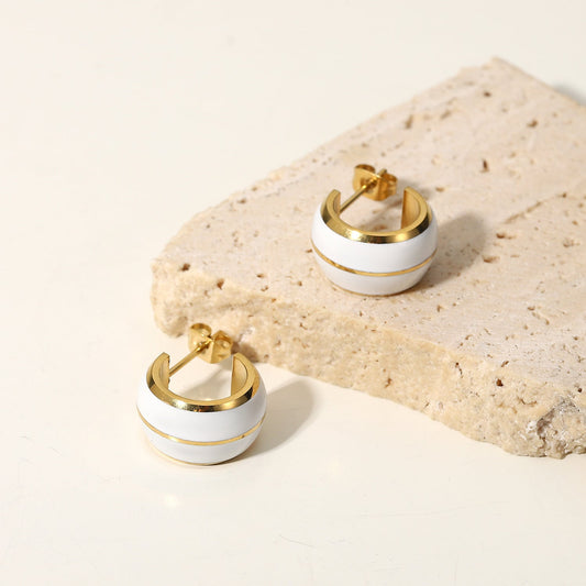 Double-layer White Emalie Earrings - gldplace