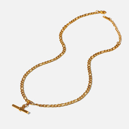 Figaro Chain T-Bar Pendant Necklace - gldplace