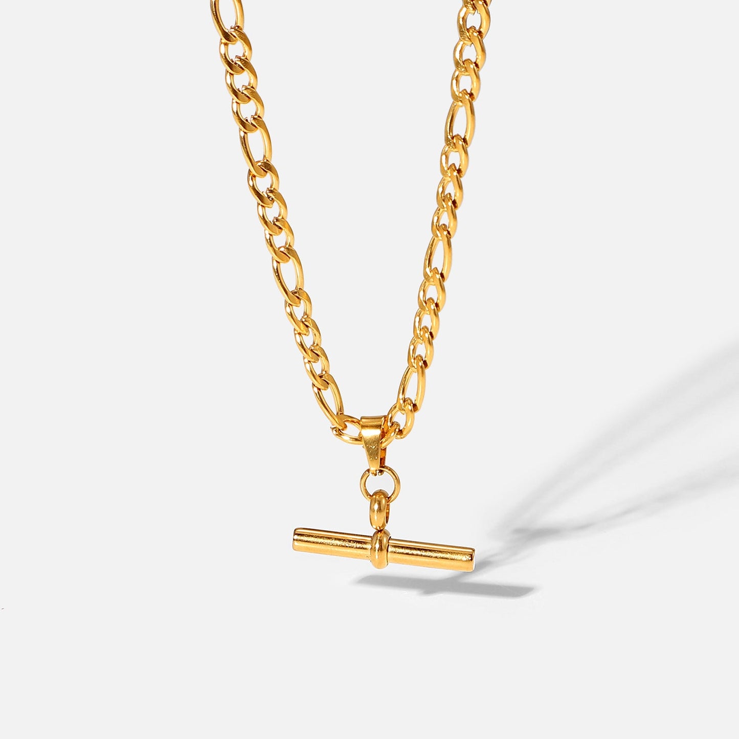 Figaro Chain T-Bar Pendant Necklace - gldplace