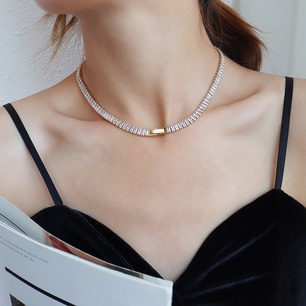 Gold Plated Cubic Zirconia Choker - gldplace