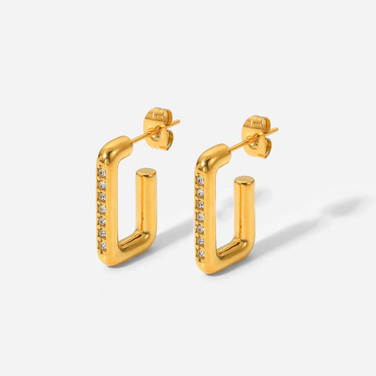 Gold Plated Cubic Zirconia Square earrings - gldplace