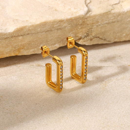 Gold Plated Cubic Zirconia Square earrings - gldplace