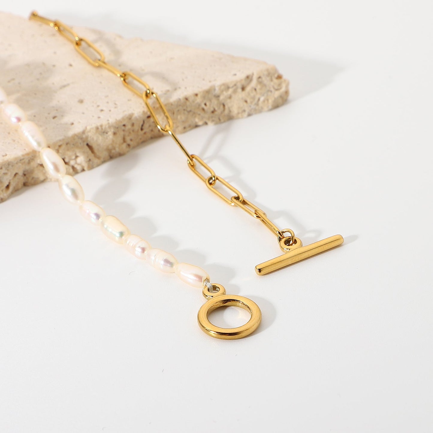 Half Pearl Half Chain Necklace - gldplace