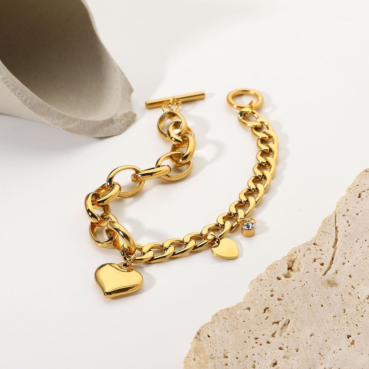 Heart Charm OT Buckle Bracelet - gldplace