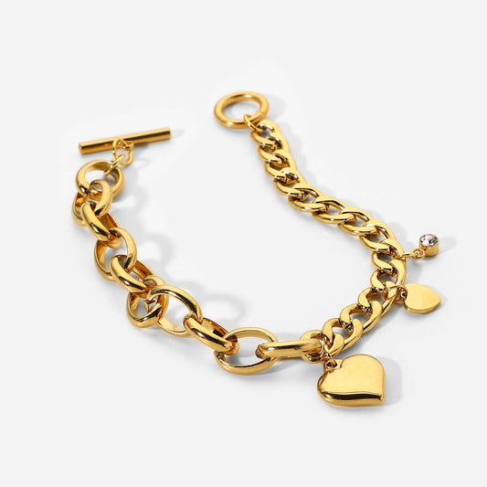 Heart Charm OT Buckle Bracelet - gldplace