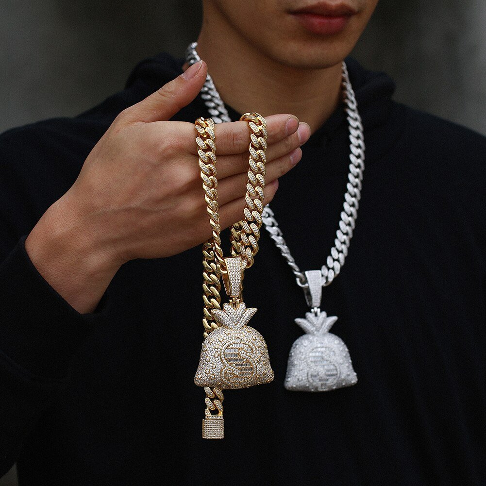 Iced Out Big Money Bag Pendant Necklace - gldplace