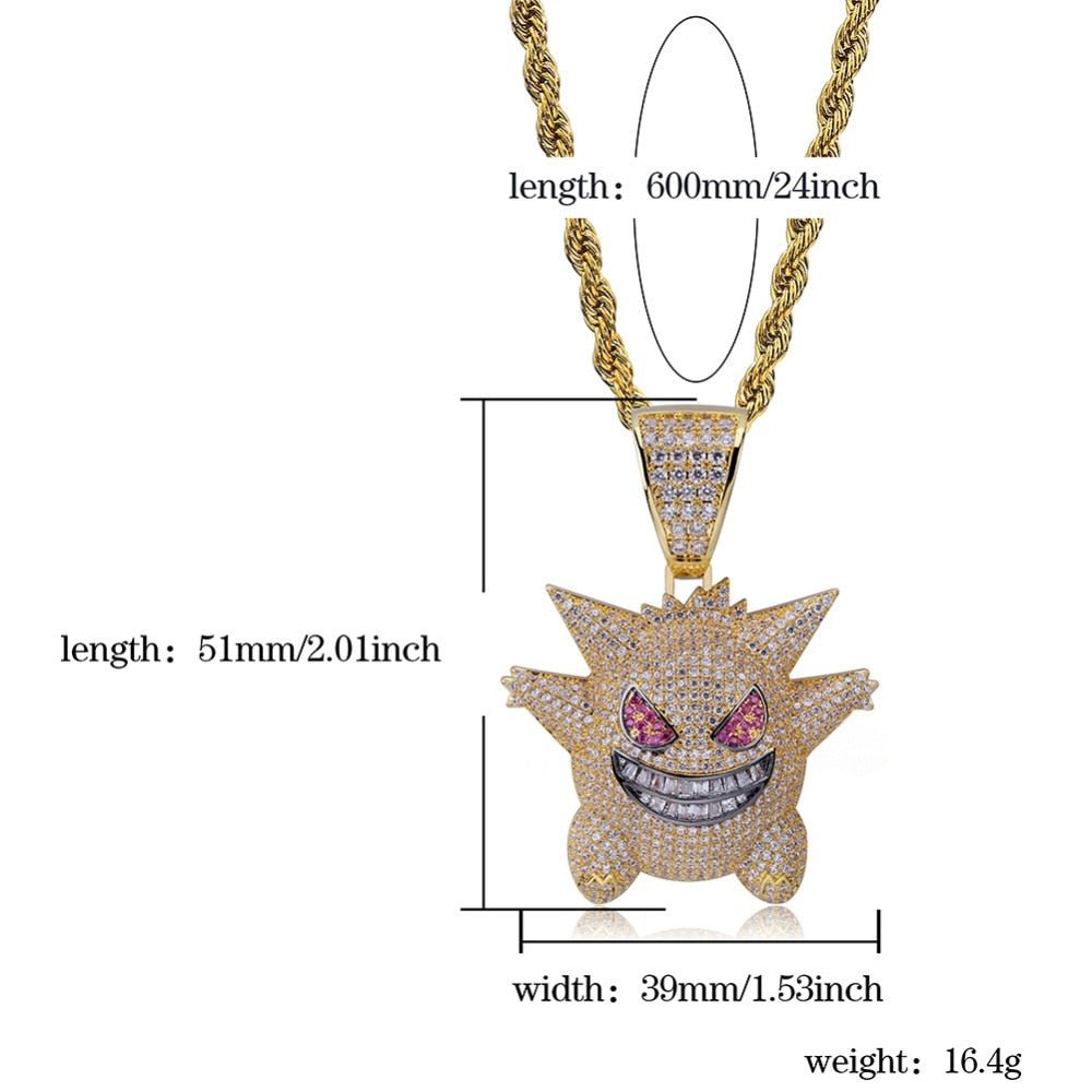 Iced Out Gengar Pendant Necklace - gldplace